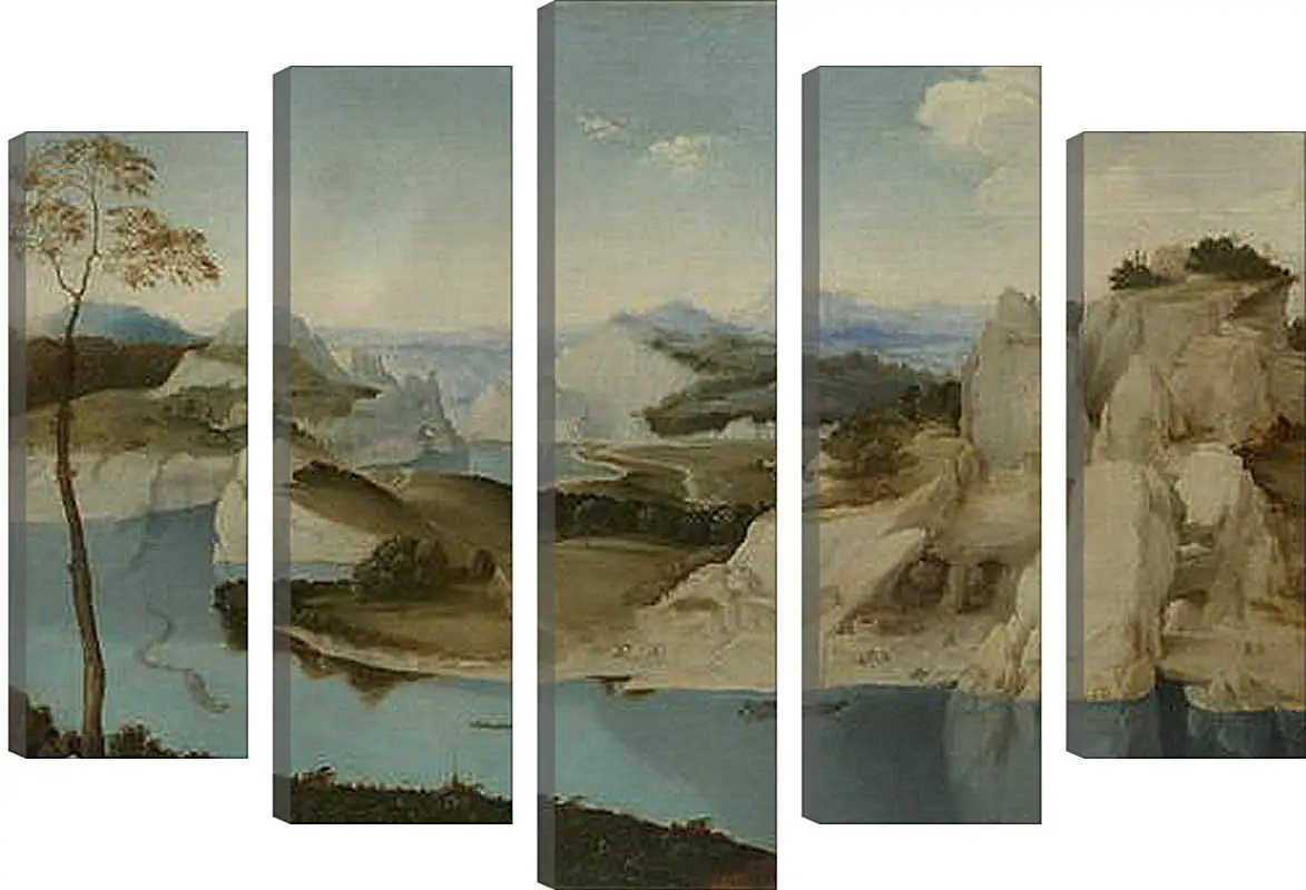 Модульная картина - Landscape - A River among Mountains. Брейгель Питер Старший