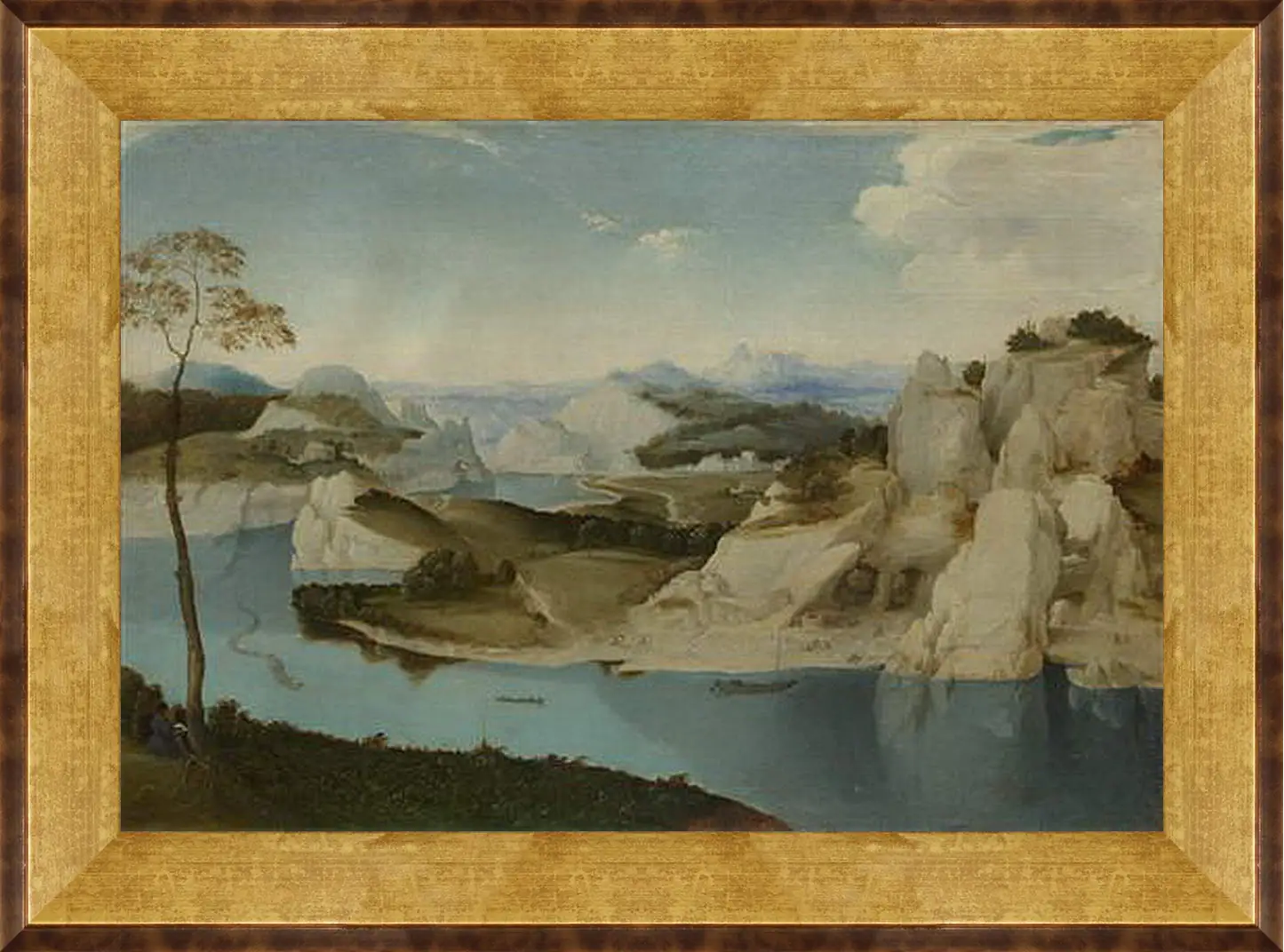 Картина в раме - Landscape - A River among Mountains. Брейгель Питер Старший