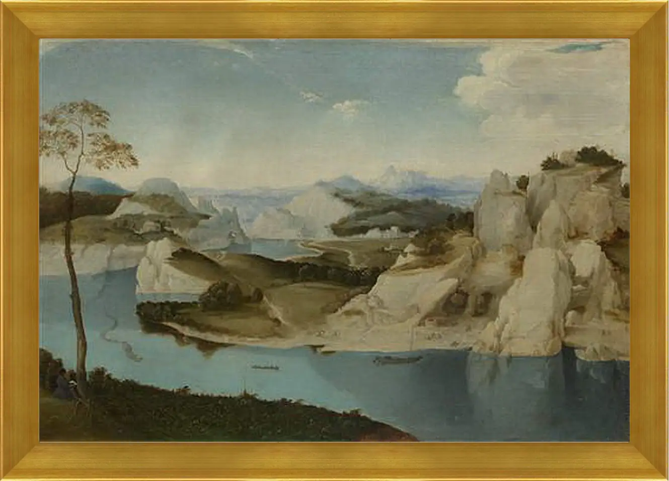 Картина в раме - Landscape - A River among Mountains. Брейгель Питер Старший