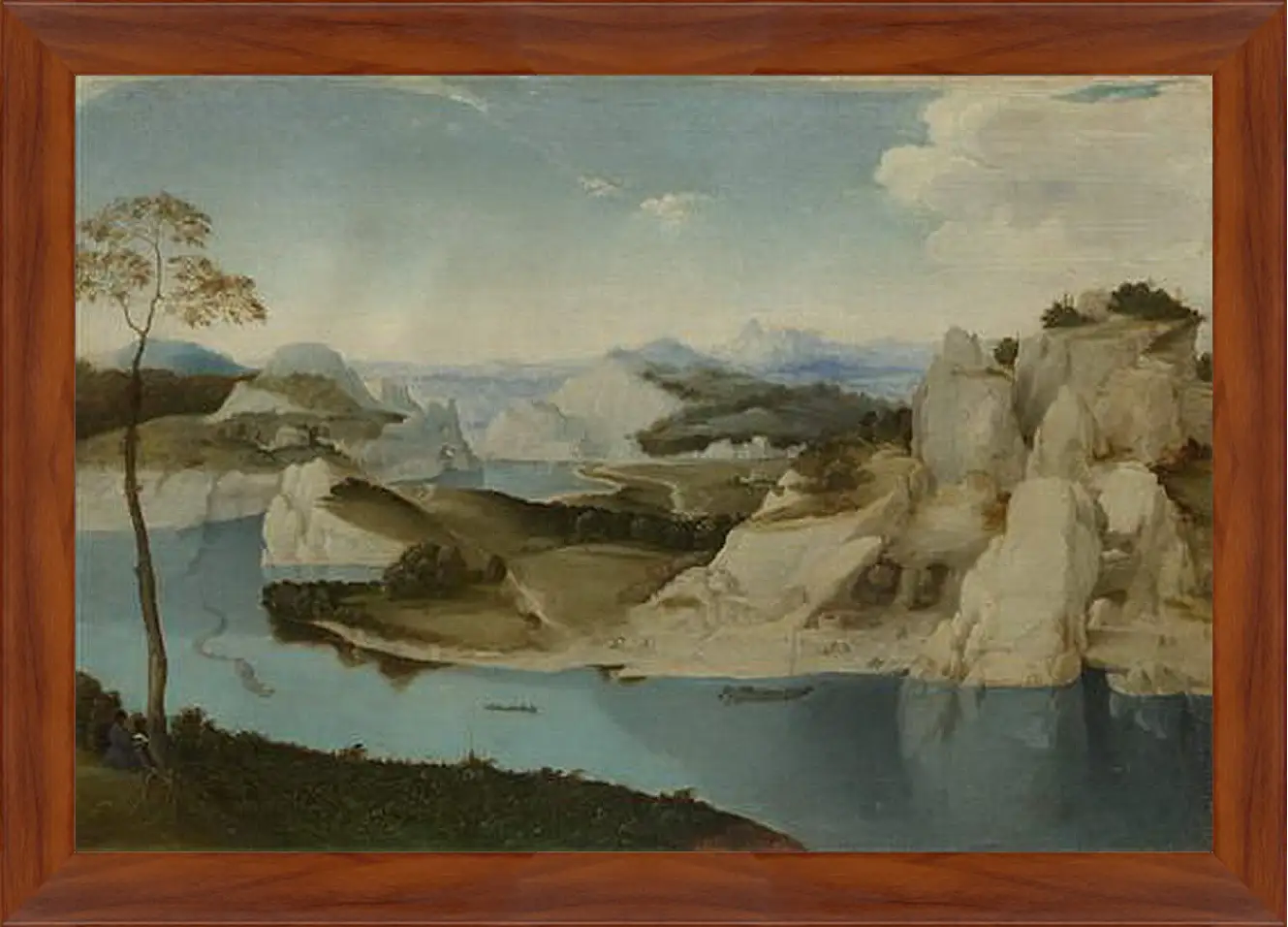 Картина в раме - Landscape - A River among Mountains. Брейгель Питер Старший
