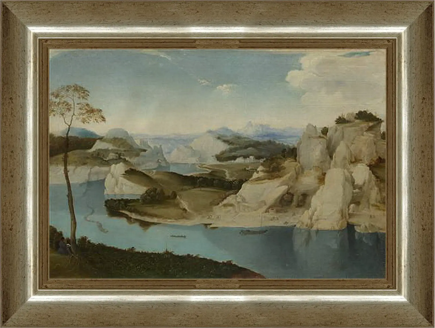 Картина в раме - Landscape - A River among Mountains. Брейгель Питер Старший