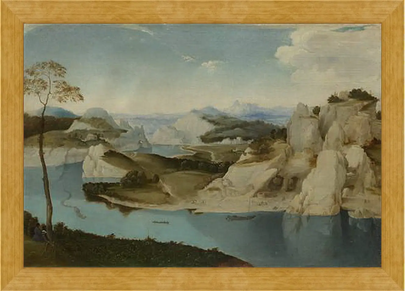 Картина в раме - Landscape - A River among Mountains. Брейгель Питер Старший
