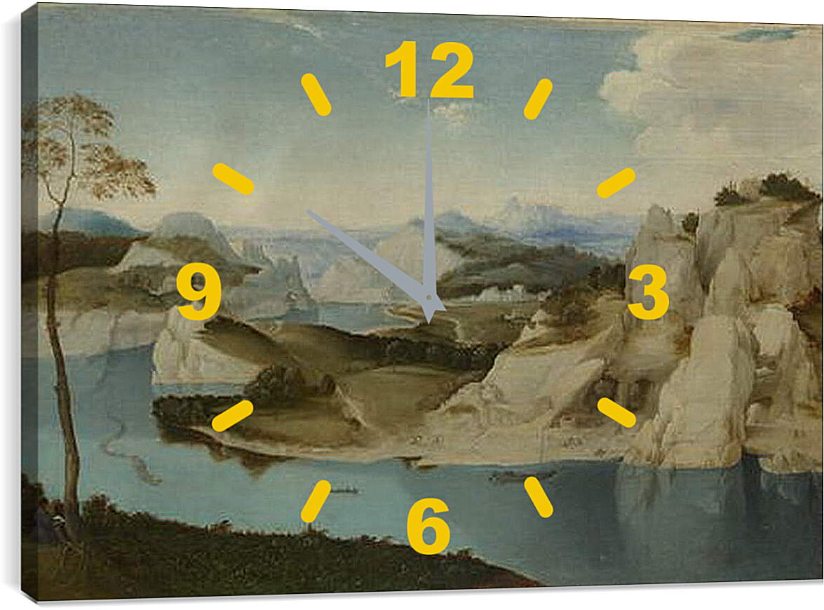 Часы картина - Landscape - A River among Mountains. Брейгель Питер Старший
