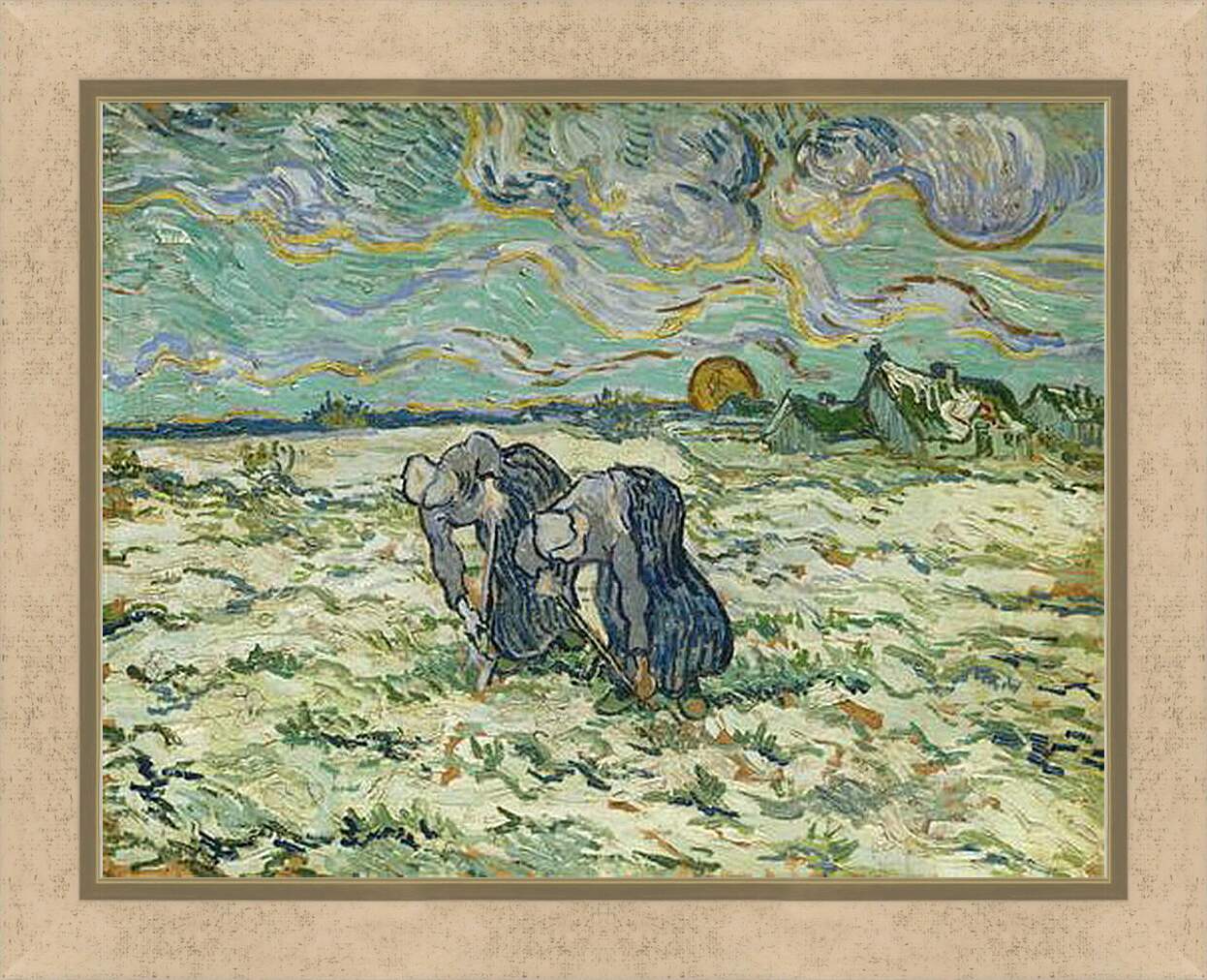 Картина в раме - Two Peasant Women Digging in the Snow - Две крестьянки копаются в снегу. Винсент Ван Гог