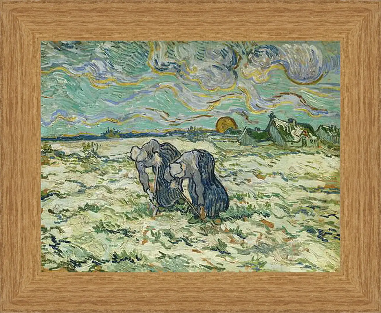 Картина в раме - Two Peasant Women Digging in the Snow - Две крестьянки копаются в снегу. Винсент Ван Гог