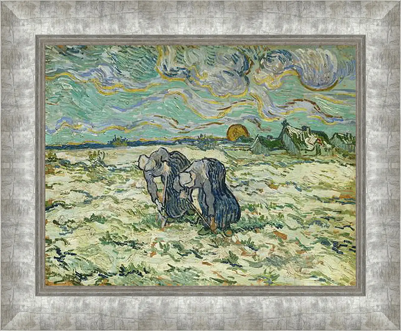 Картина в раме - Two Peasant Women Digging in the Snow - Две крестьянки копаются в снегу. Винсент Ван Гог