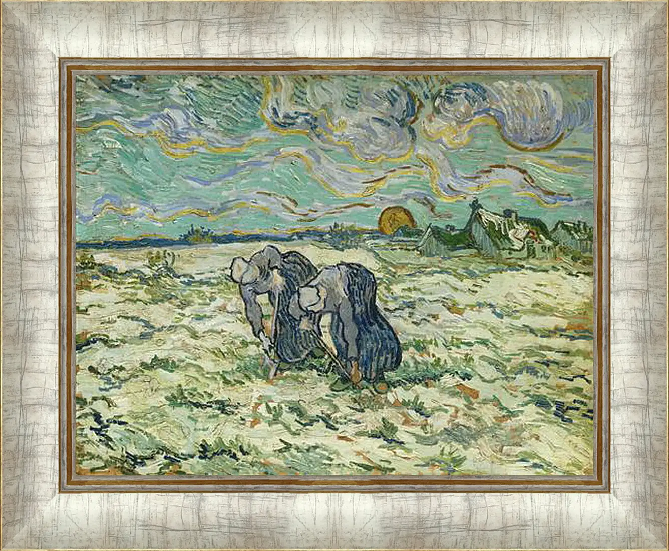 Картина в раме - Two Peasant Women Digging in the Snow - Две крестьянки копаются в снегу. Винсент Ван Гог