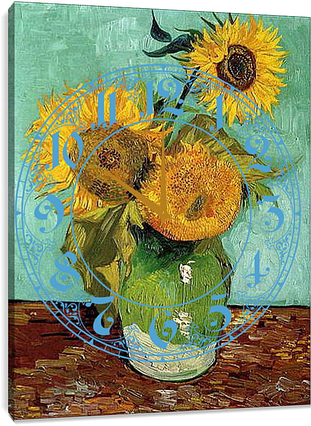 Часы картина - sunflowers - подсолнухи. Винсент Ван Гог
