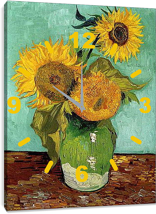 Часы картина - sunflowers - подсолнухи. Винсент Ван Гог