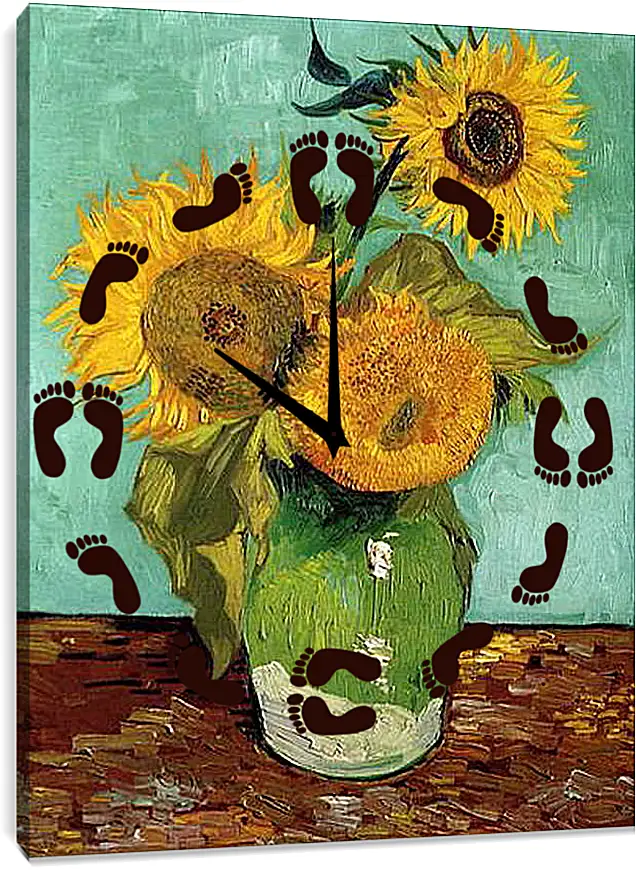Часы картина - sunflowers - подсолнухи. Винсент Ван Гог