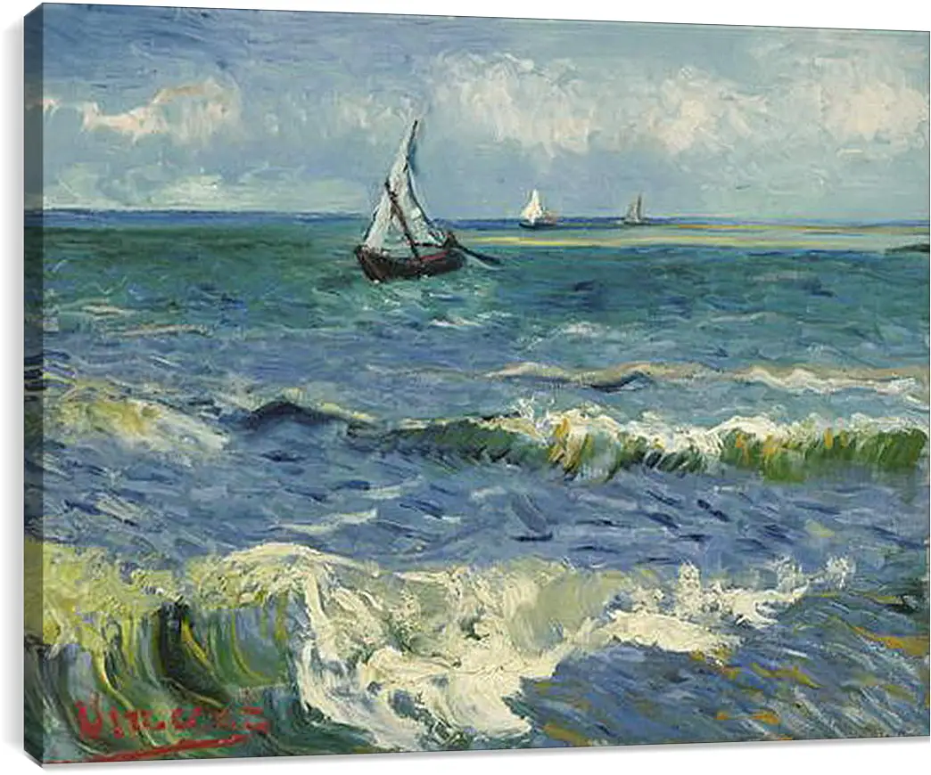 Постер и плакат - Seascape near Les Saintes-Maries-de-la-Mer - Сент-Мари-де-ла-Мер. Винсент Ван Гог