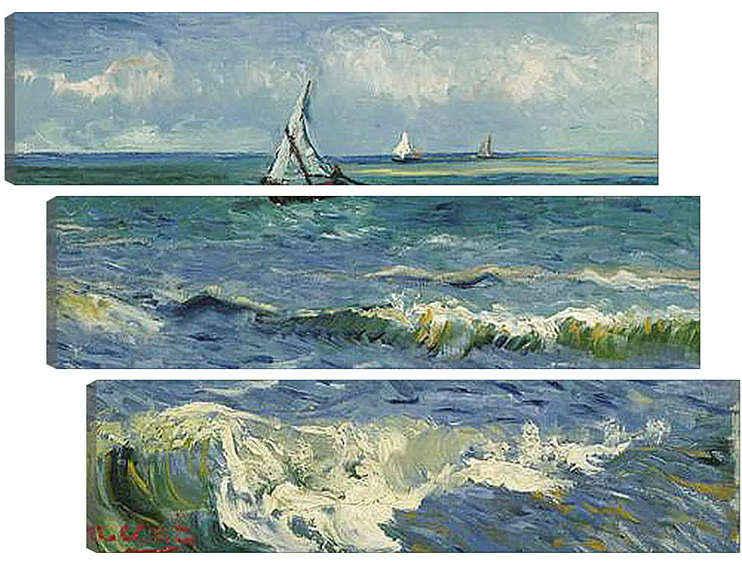 Модульная картина - Seascape near Les Saintes-Maries-de-la-Mer - Сент-Мари-де-ла-Мер. Винсент Ван Гог