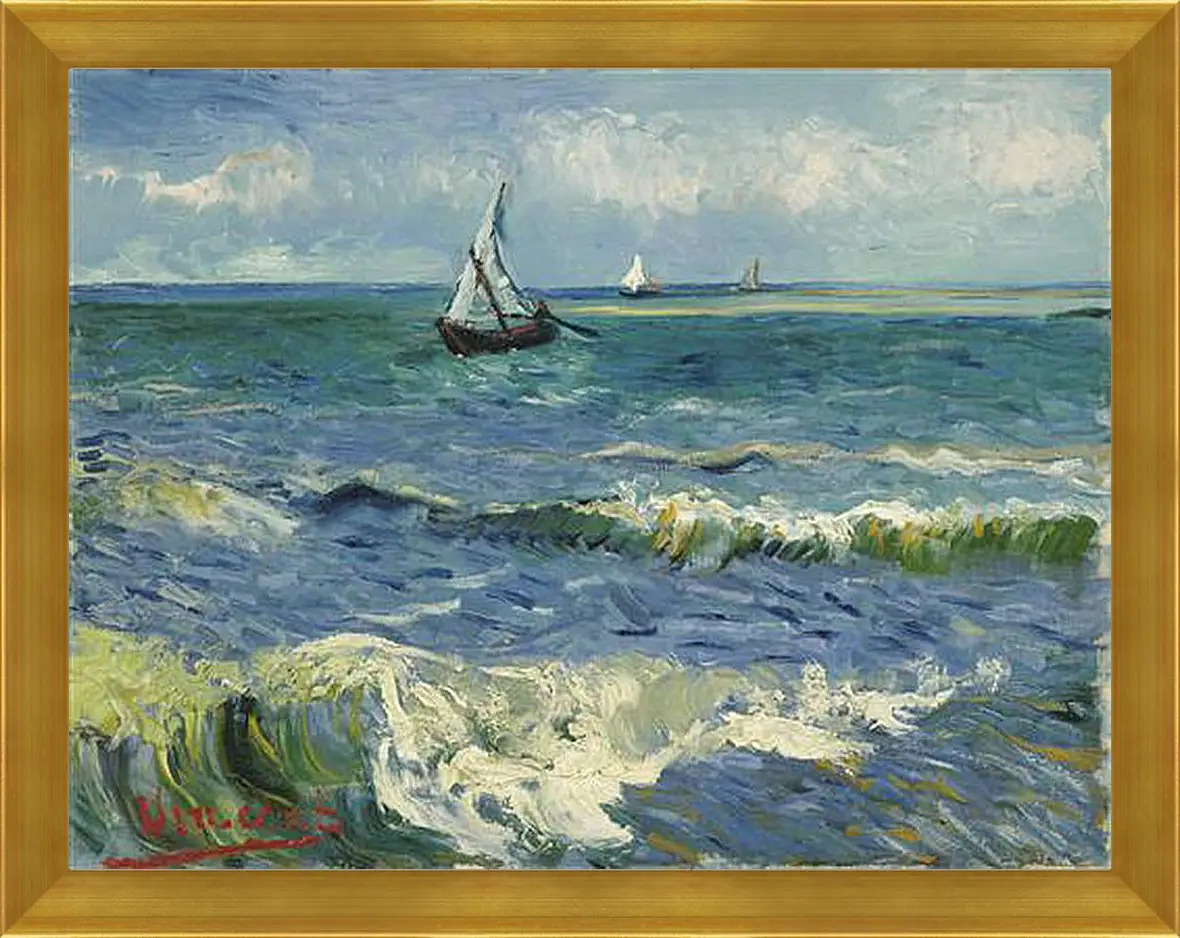 Картина в раме - Seascape near Les Saintes-Maries-de-la-Mer - Сент-Мари-де-ла-Мер. Винсент Ван Гог