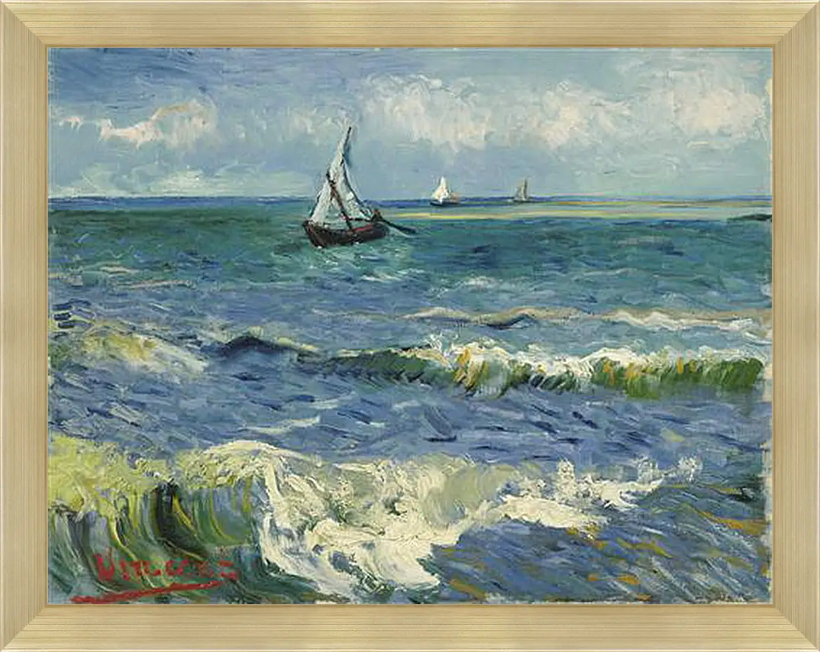 Картина в раме - Seascape near Les Saintes-Maries-de-la-Mer - Сент-Мари-де-ла-Мер. Винсент Ван Гог