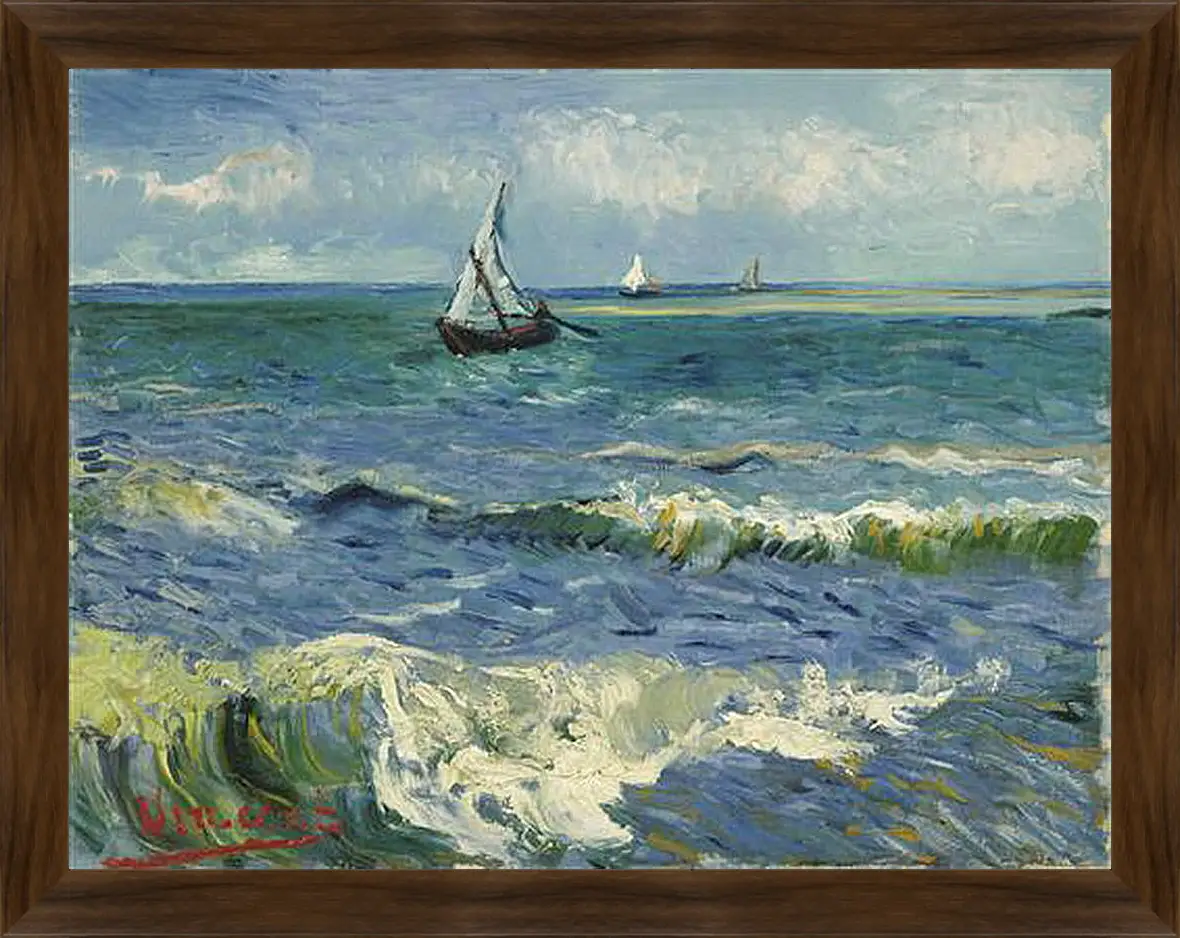 Картина в раме - Seascape near Les Saintes-Maries-de-la-Mer - Сент-Мари-де-ла-Мер. Винсент Ван Гог