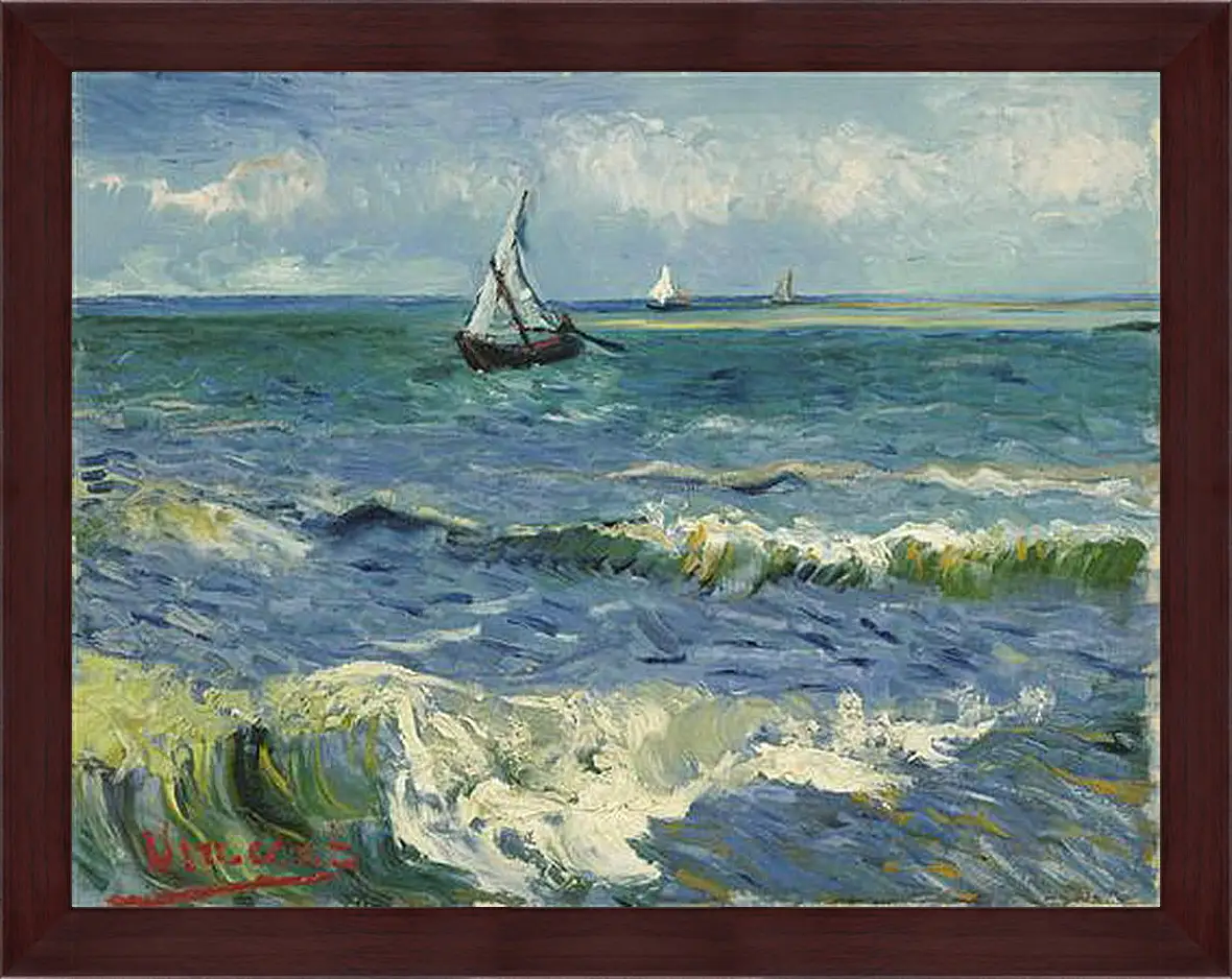 Картина в раме - Seascape near Les Saintes-Maries-de-la-Mer - Сент-Мари-де-ла-Мер. Винсент Ван Гог