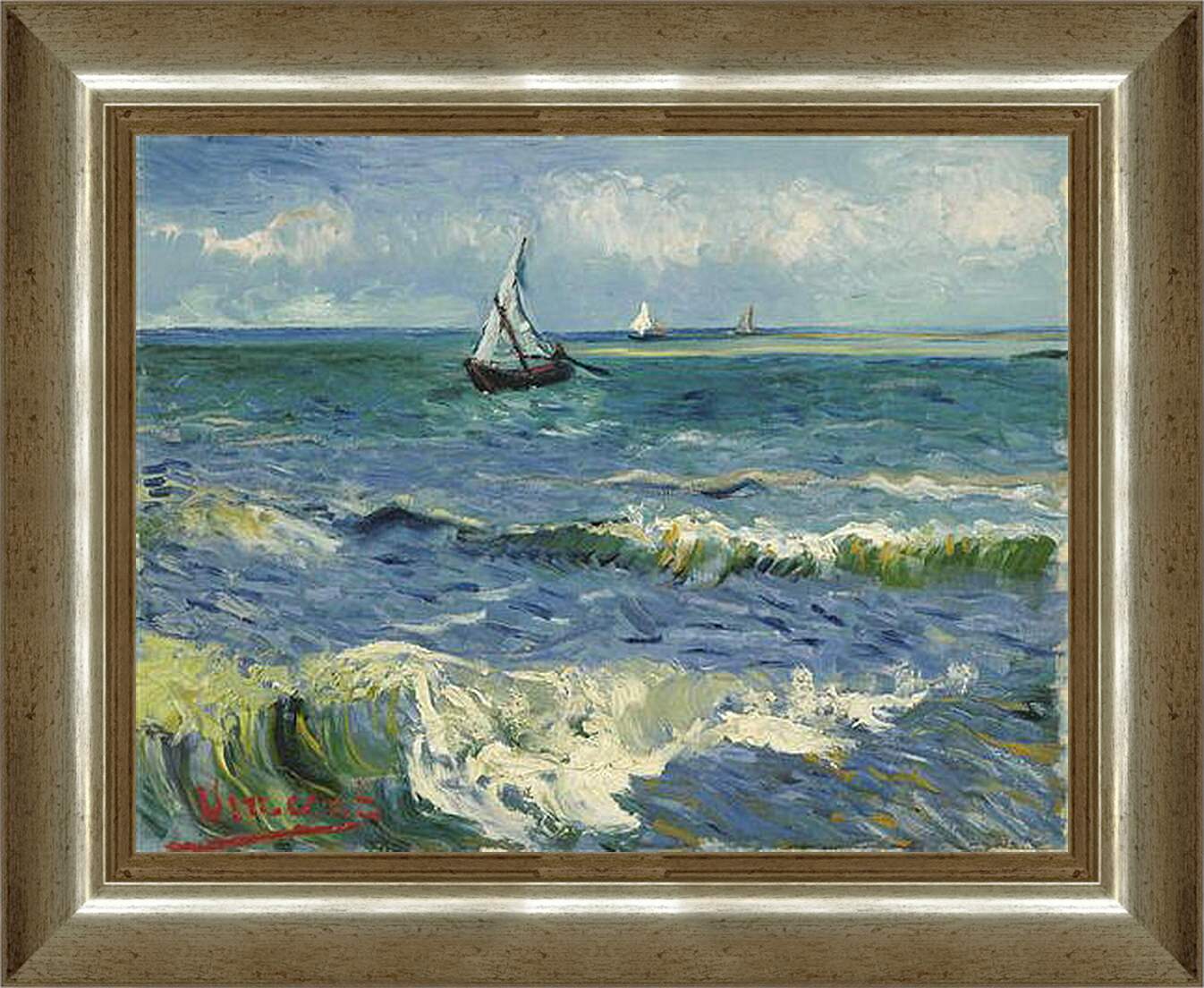 Картина в раме - Seascape near Les Saintes-Maries-de-la-Mer - Сент-Мари-де-ла-Мер. Винсент Ван Гог