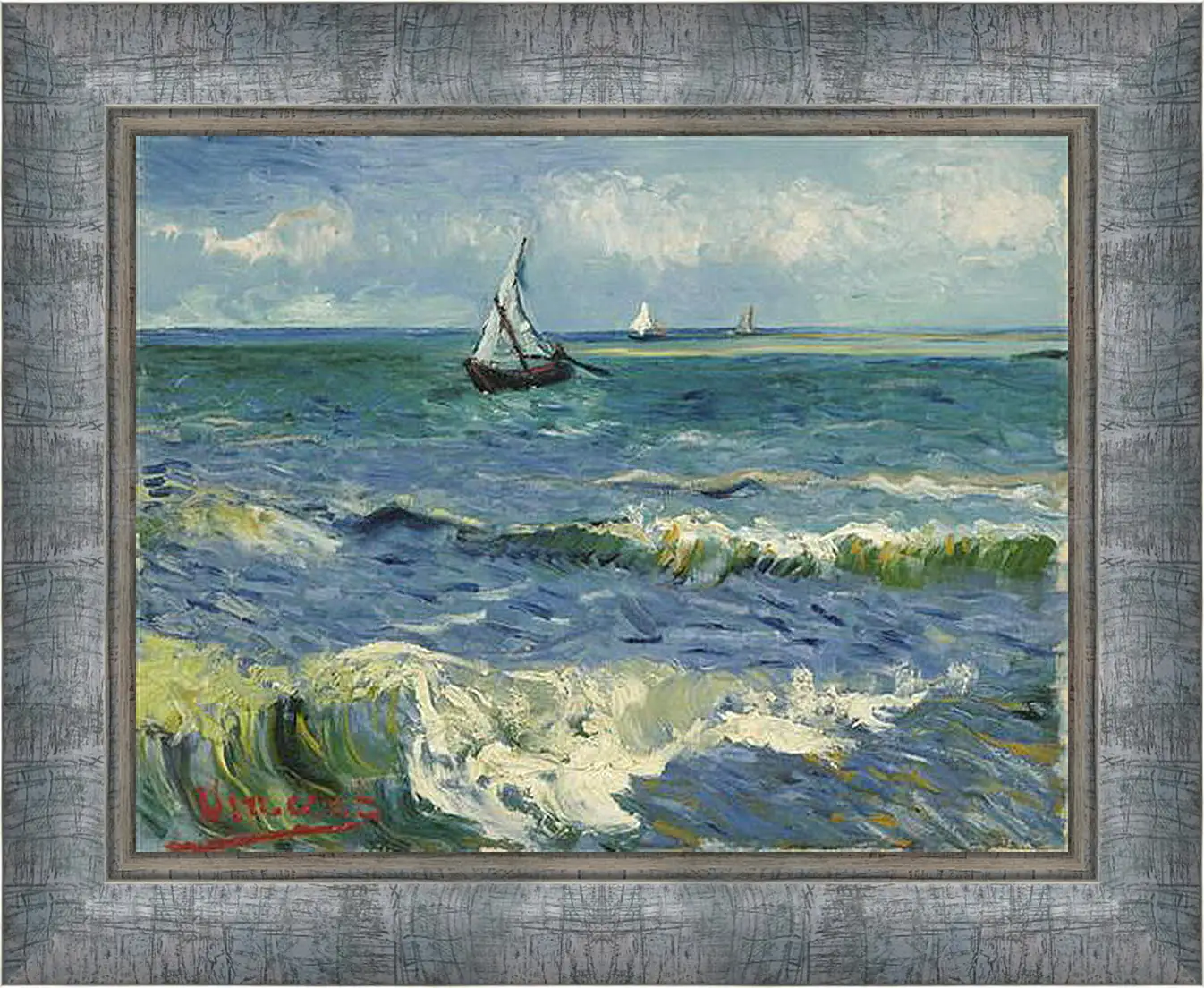 Картина в раме - Seascape near Les Saintes-Maries-de-la-Mer - Сент-Мари-де-ла-Мер. Винсент Ван Гог