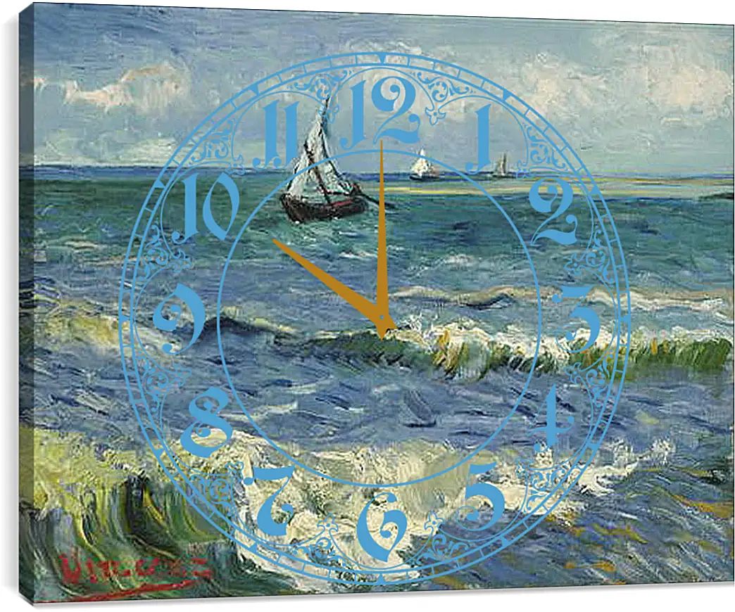 Часы картина - Seascape near Les Saintes-Maries-de-la-Mer - Сент-Мари-де-ла-Мер. Винсент Ван Гог