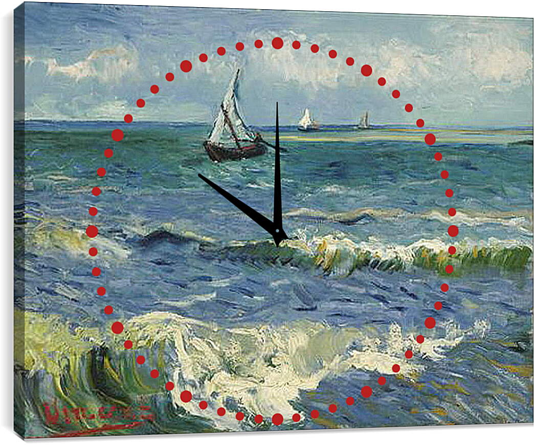 Часы картина - Seascape near Les Saintes-Maries-de-la-Mer - Сент-Мари-де-ла-Мер. Винсент Ван Гог