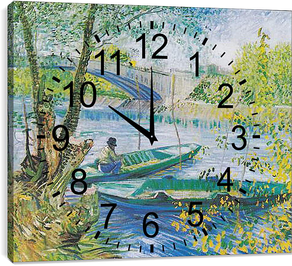 Часы картина - Рыбная ловля весной. Винсент Ван Гог