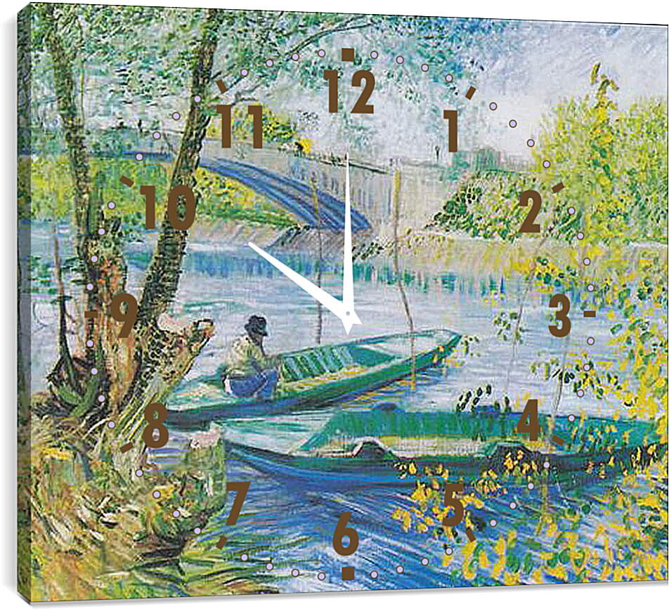 Часы картина - Рыбная ловля весной. Винсент Ван Гог