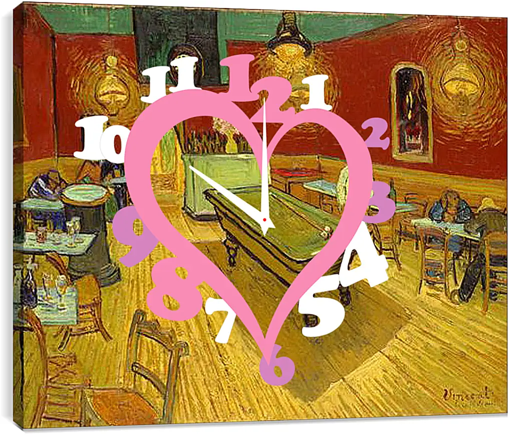 Часы картина - The Night Cafe - Ночное кафе. Винсент Ван Гог