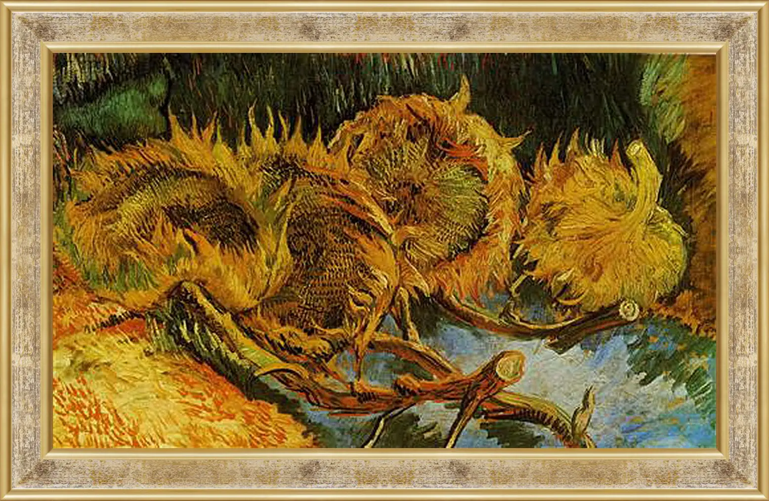 Картина в раме - Four Cut Sunflowers. Винсент Ван Гог