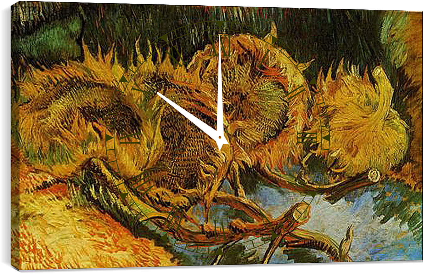 Часы картина - Four Cut Sunflowers. Винсент Ван Гог