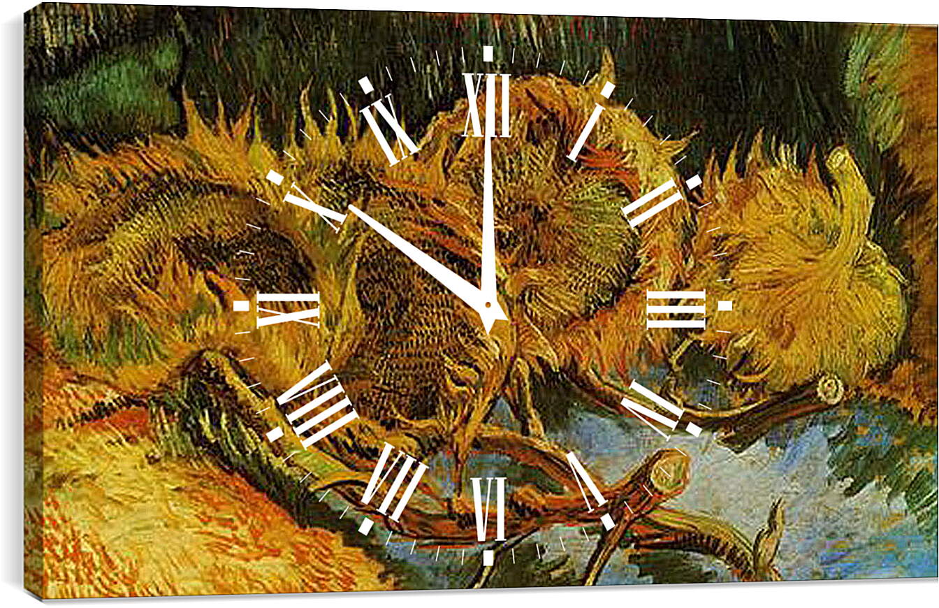 Часы картина - Four Cut Sunflowers. Винсент Ван Гог