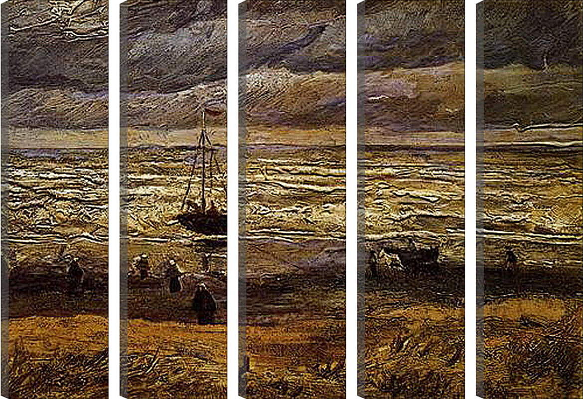 Модульная картина - Seascape with fishing boat. Винсент Ван Гог