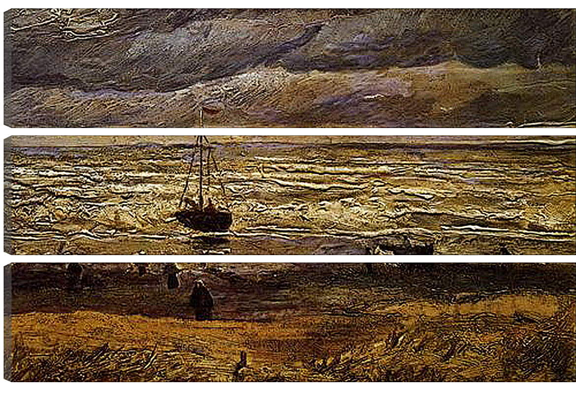 Модульная картина - Seascape with fishing boat. Винсент Ван Гог