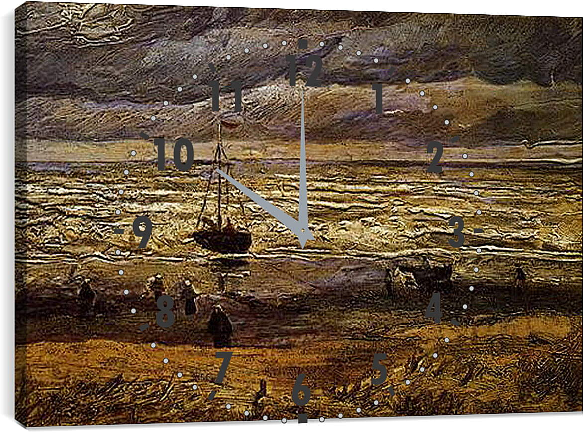 Часы картина - Seascape with fishing boat. Винсент Ван Гог