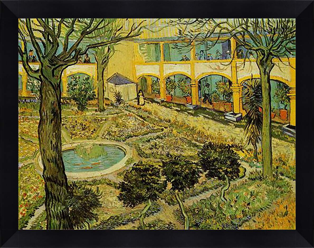 Картина в раме - The Courtyard of the Hospital at Arles. Винсент Ван Гог