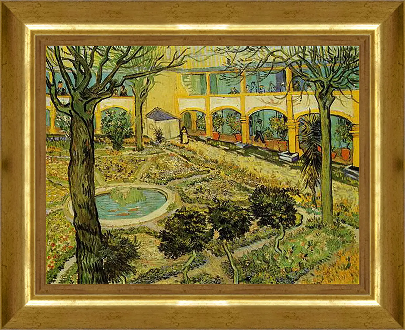 Картина в раме - The Courtyard of the Hospital at Arles. Винсент Ван Гог