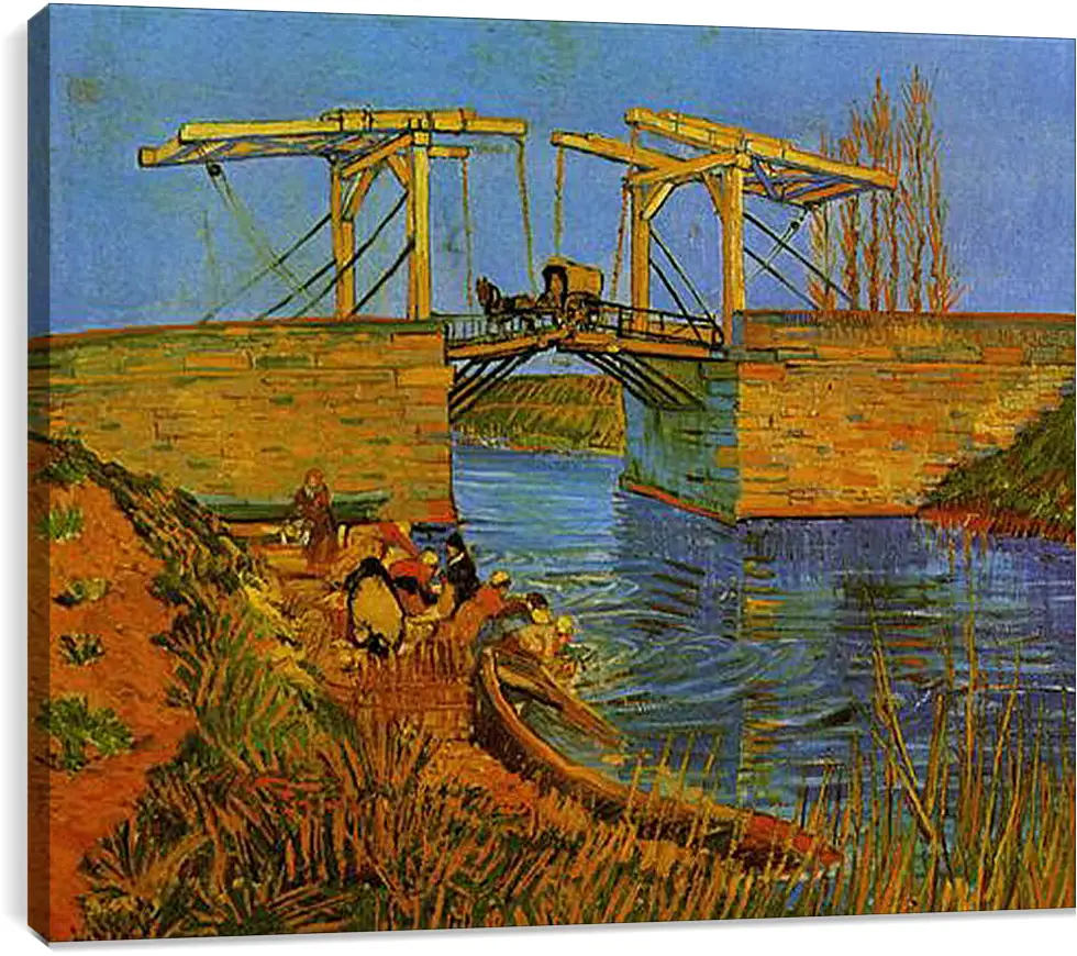 Постер и плакат - The Langlois Bridge at Arles with Women Washing. Винсент Ван Гог