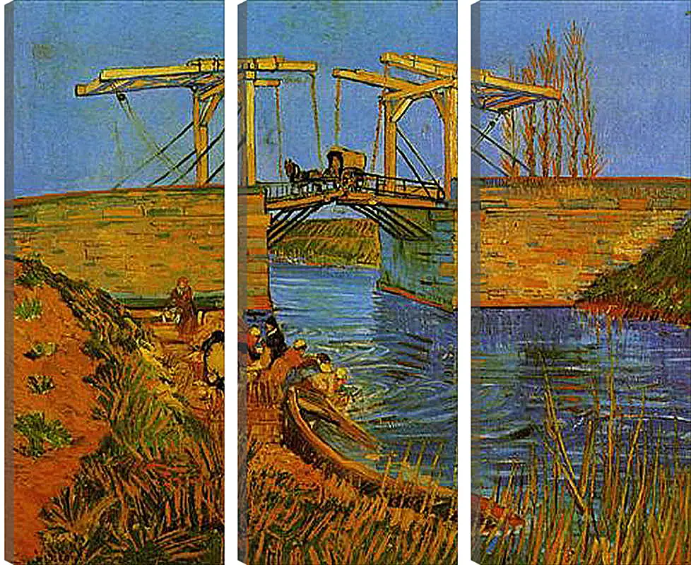 Модульная картина - The Langlois Bridge at Arles with Women Washing. Винсент Ван Гог