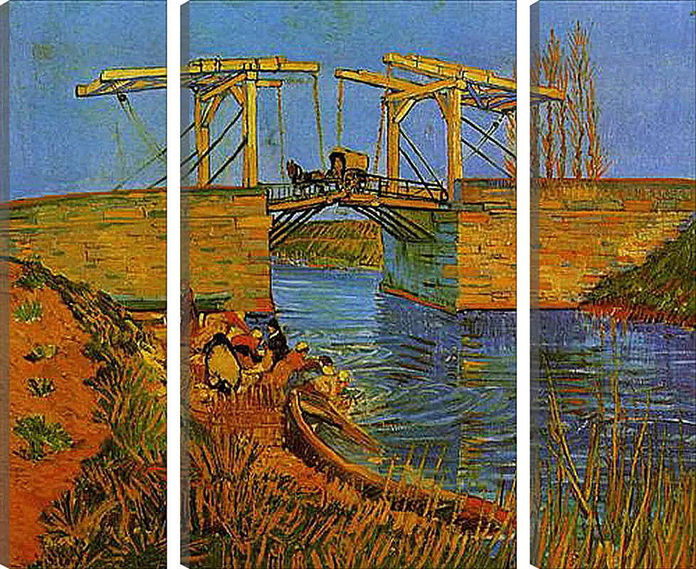 Модульная картина - The Langlois Bridge at Arles with Women Washing. Винсент Ван Гог