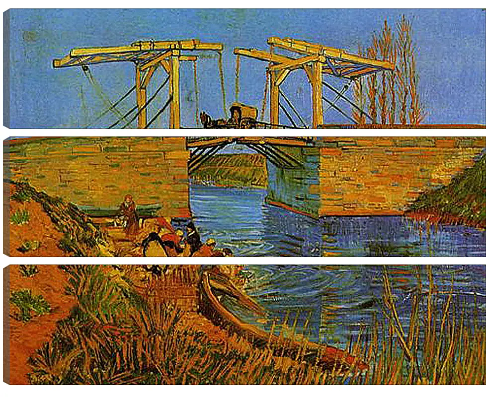 Модульная картина - The Langlois Bridge at Arles with Women Washing. Винсент Ван Гог