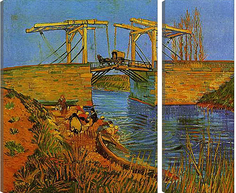 Модульная картина - The Langlois Bridge at Arles with Women Washing. Винсент Ван Гог