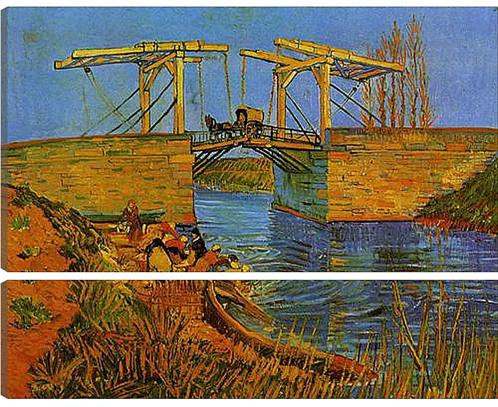 Модульная картина - The Langlois Bridge at Arles with Women Washing. Винсент Ван Гог