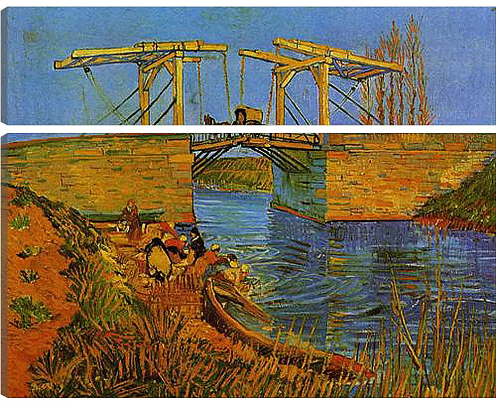 Модульная картина - The Langlois Bridge at Arles with Women Washing. Винсент Ван Гог