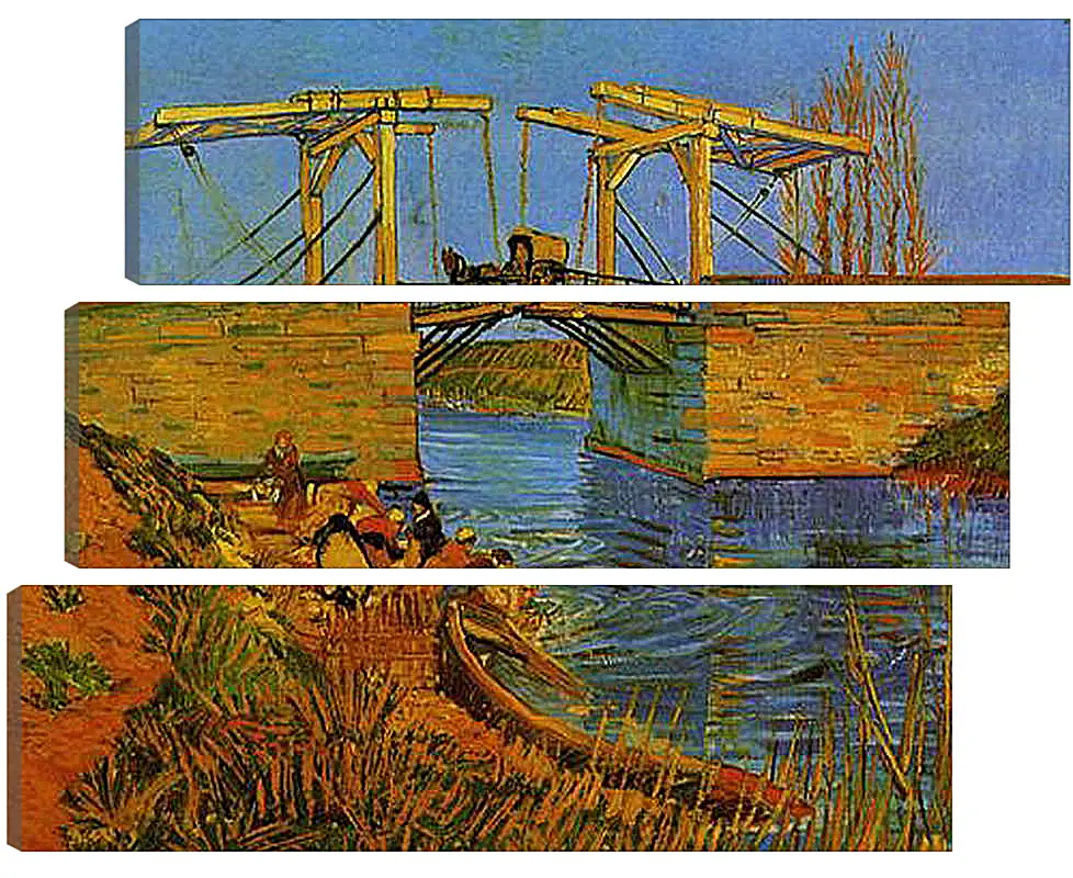 Модульная картина - The Langlois Bridge at Arles with Women Washing. Винсент Ван Гог