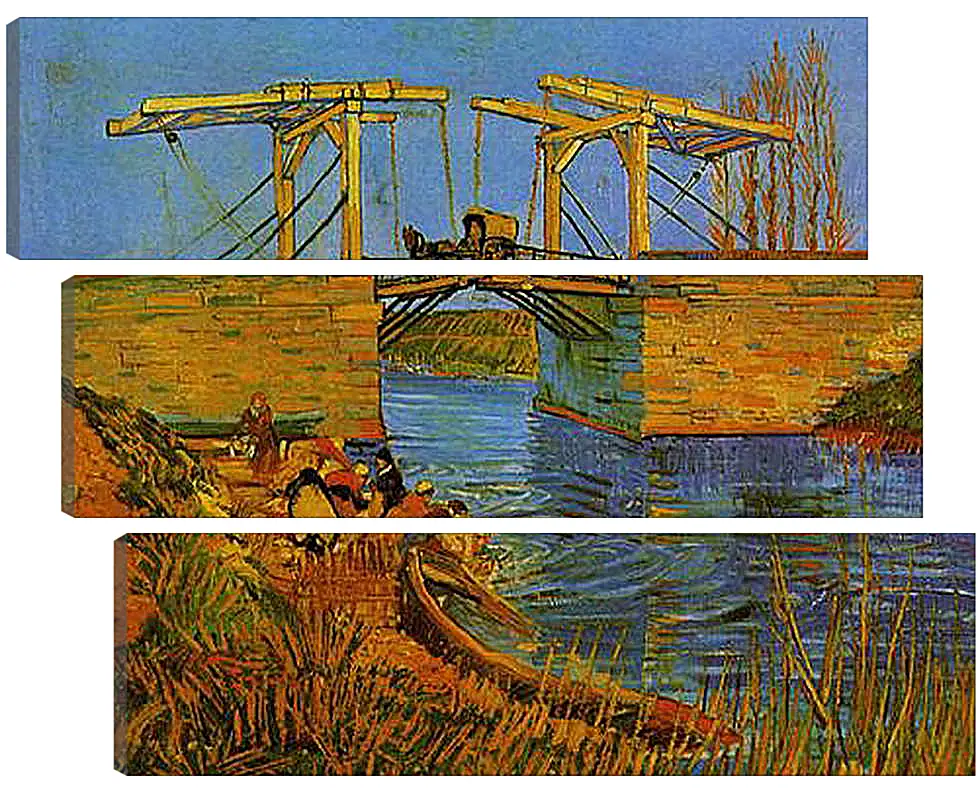 Модульная картина - The Langlois Bridge at Arles with Women Washing. Винсент Ван Гог