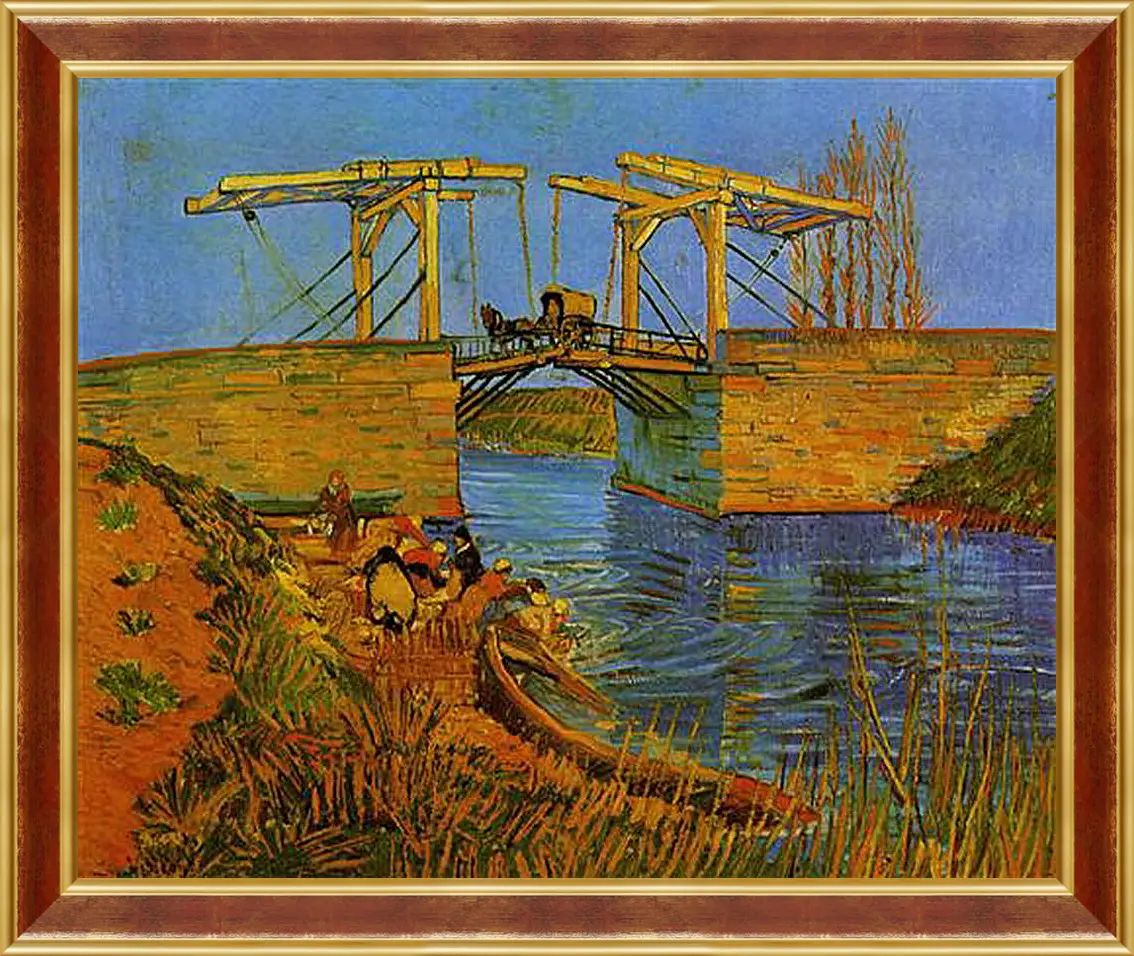 Картина в раме - The Langlois Bridge at Arles with Women Washing. Винсент Ван Гог