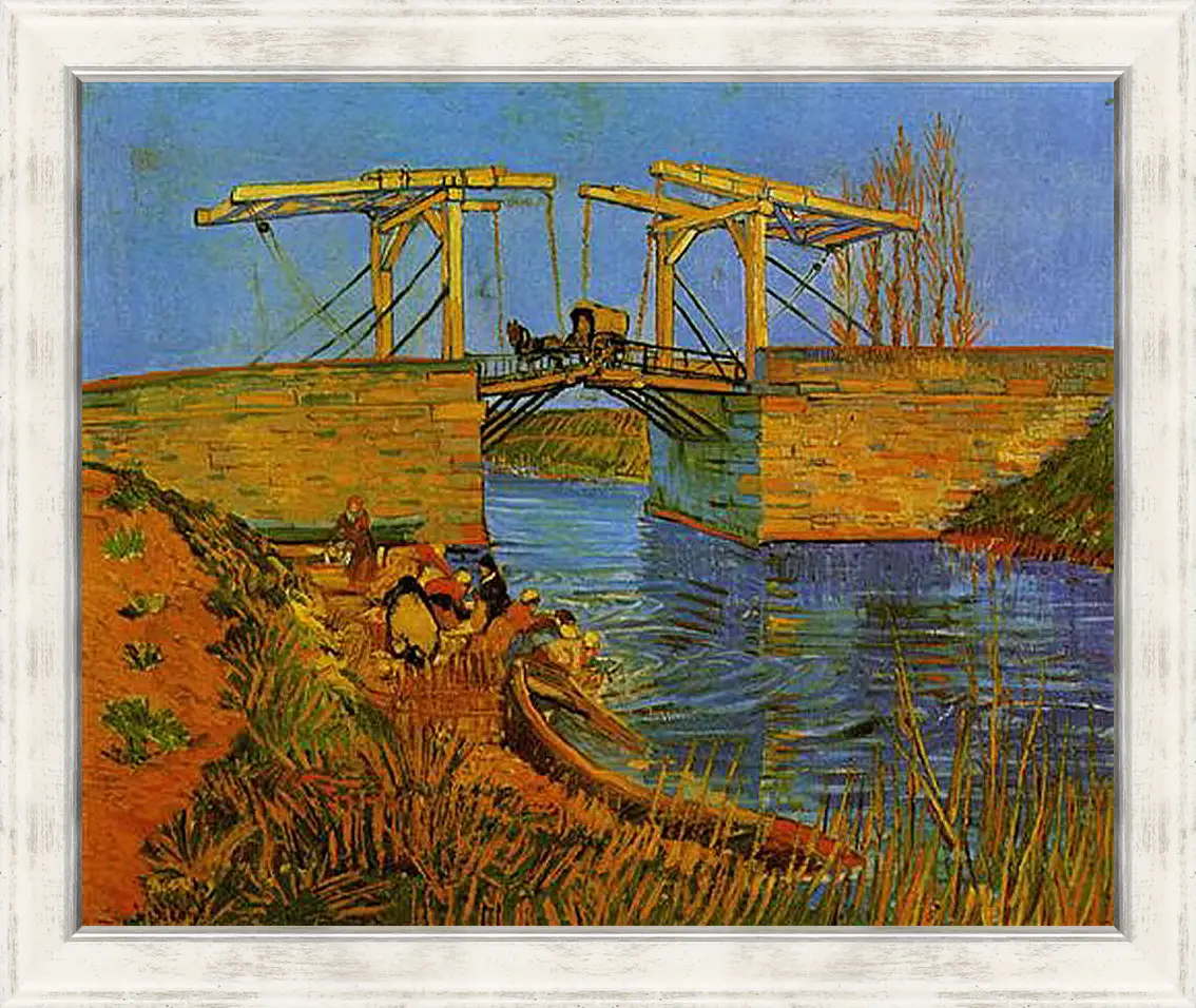 Картина в раме - The Langlois Bridge at Arles with Women Washing. Винсент Ван Гог