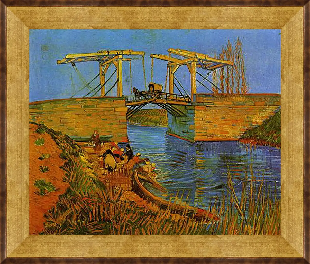 Картина в раме - The Langlois Bridge at Arles with Women Washing. Винсент Ван Гог