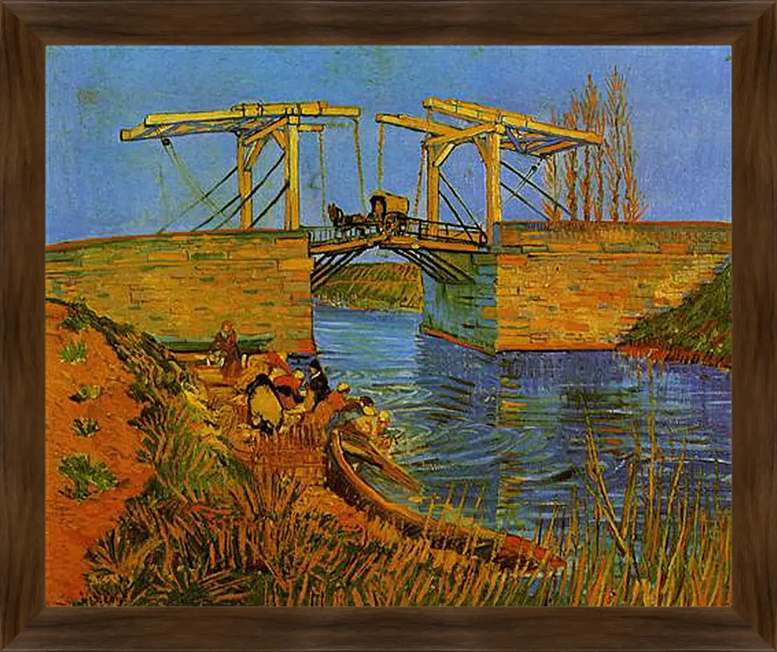 Картина в раме - The Langlois Bridge at Arles with Women Washing. Винсент Ван Гог