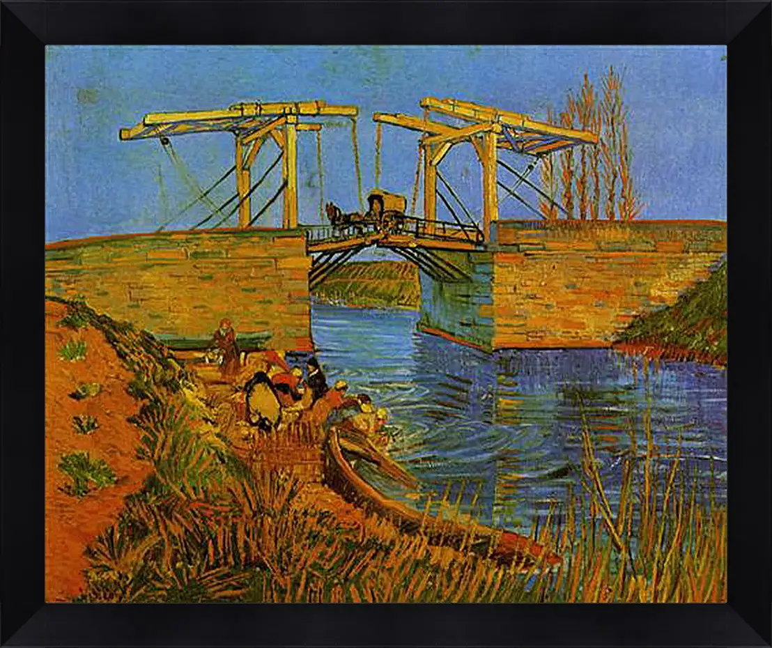 Картина в раме - The Langlois Bridge at Arles with Women Washing. Винсент Ван Гог