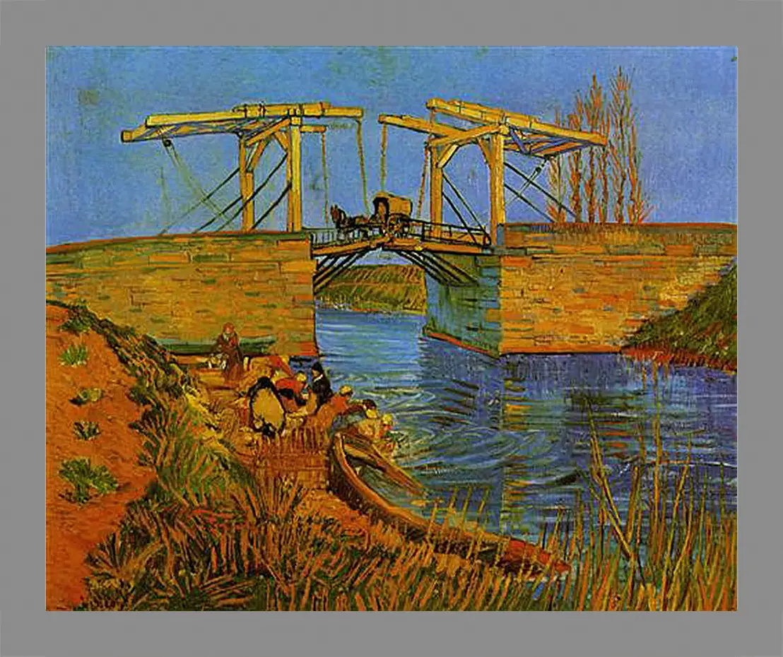 Картина в раме - The Langlois Bridge at Arles with Women Washing. Винсент Ван Гог